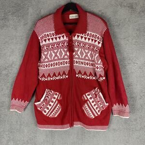 Vintage Ugly Sweater Womens 1X Cardigan Mittens Pockets Twee Whimsical